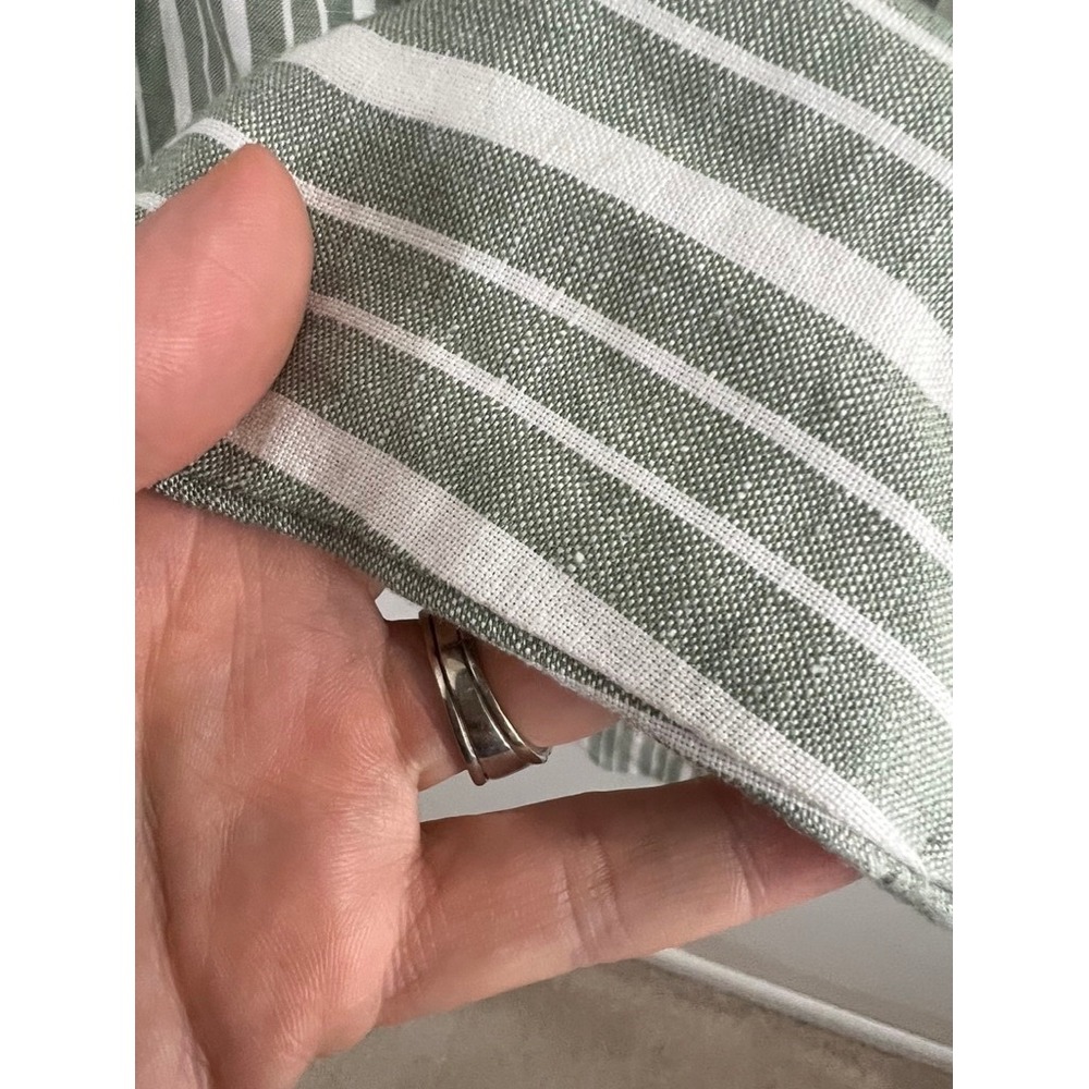 Madewell Striped Tapered Pants Women 6 Green White Linen Blend Pleated No Belt - Picture 10 of 10